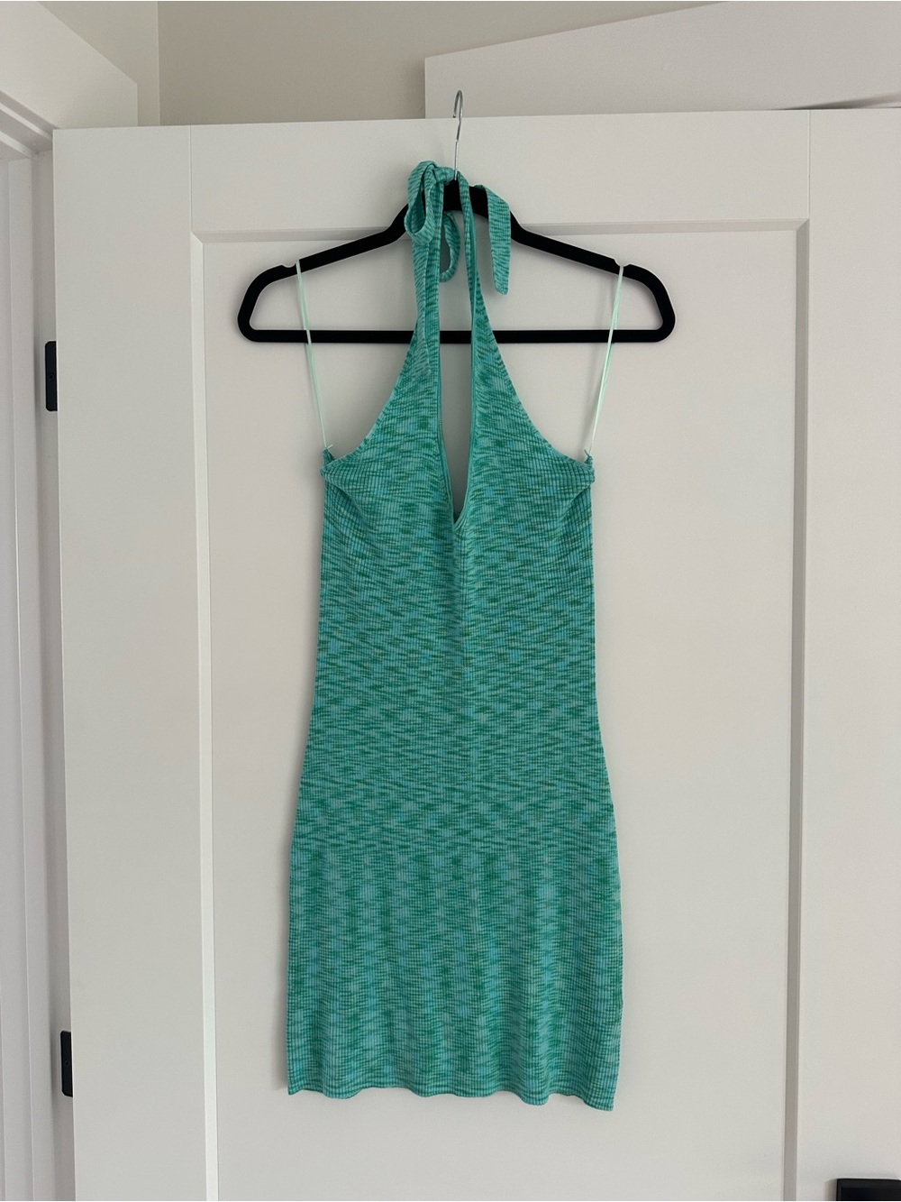 Garage Teal Halter Knit Mini Dress